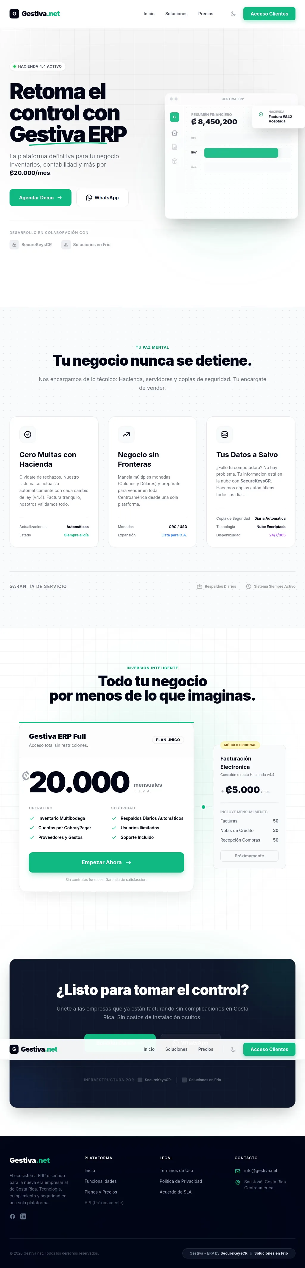 Sitio web administrable desarrollado con SecureKeys Core